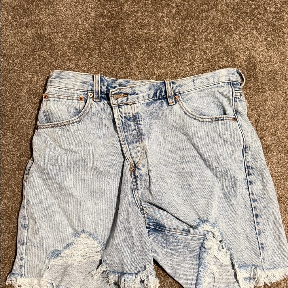 High Waist Distressed Denim Shorts size 11